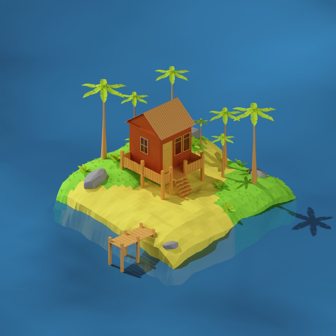 Island Hut — 3D illustration