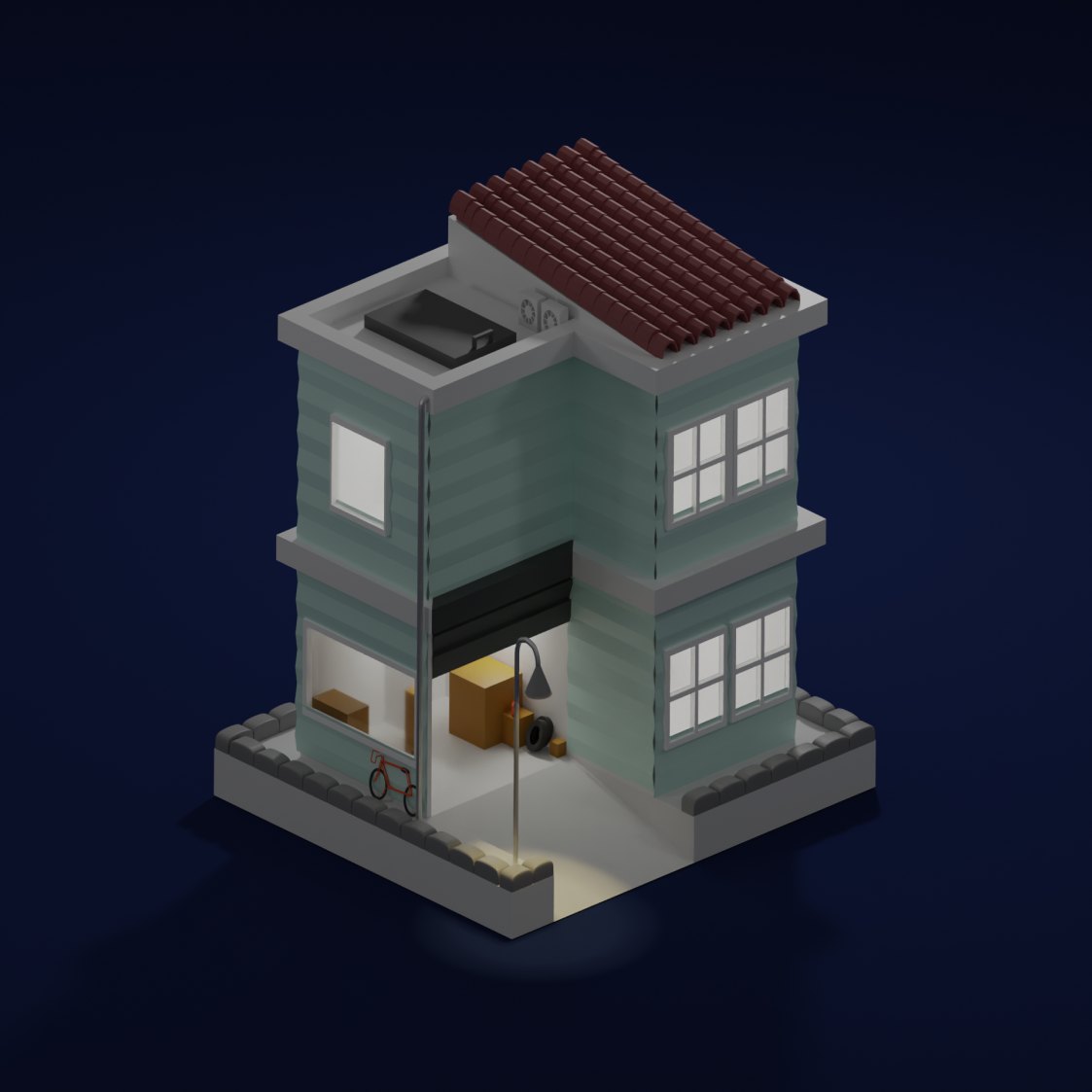 Two-Storey House — 3D illustration